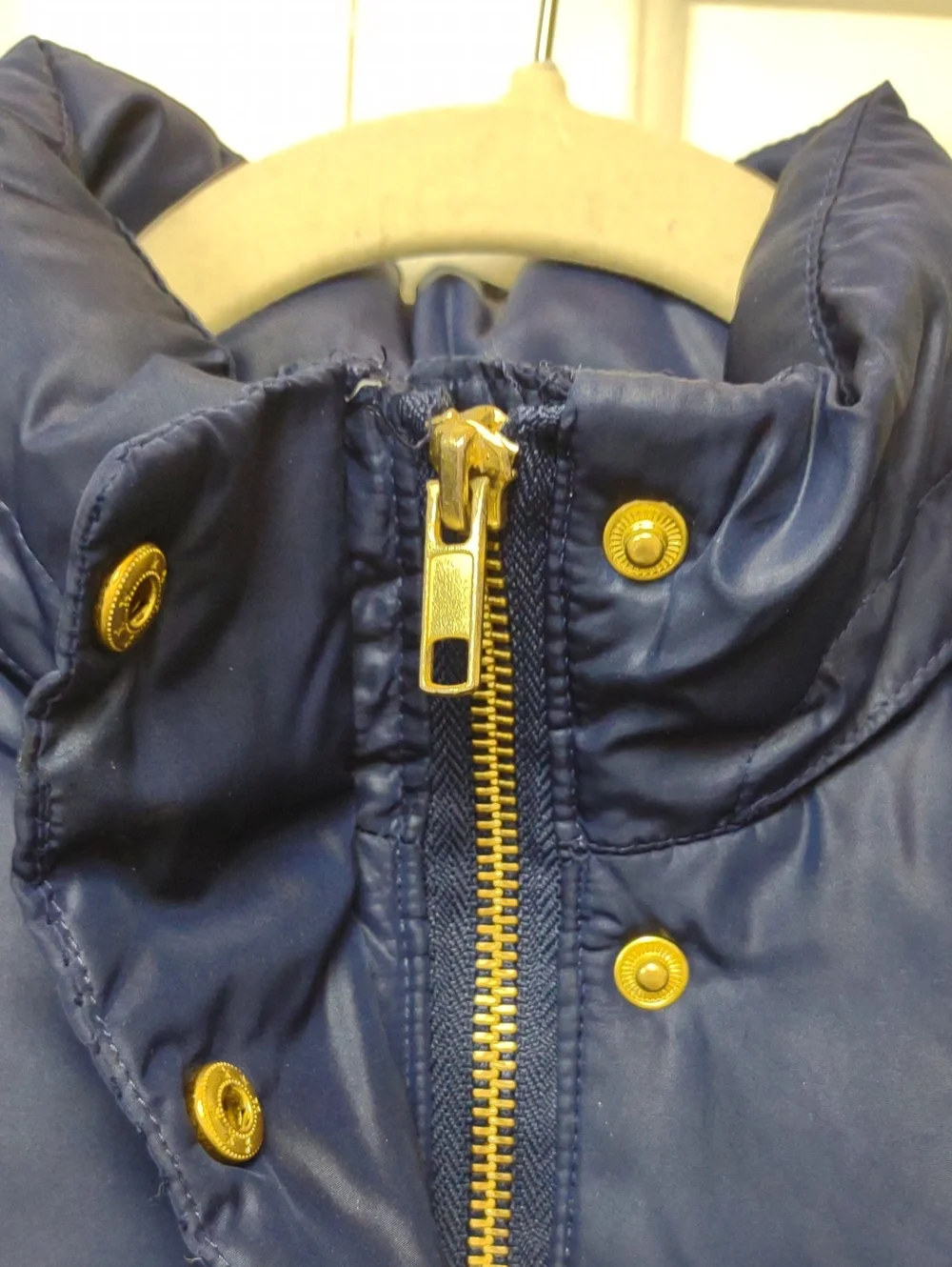 H&M Kids Full Zip Navy Blue Gold Button Snap Detail Front Pockets Puffer Jacket